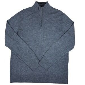 UNTUCKit Belguardo Quarter Zip Sweater Extrafine Merino Wool Grey Size Medium